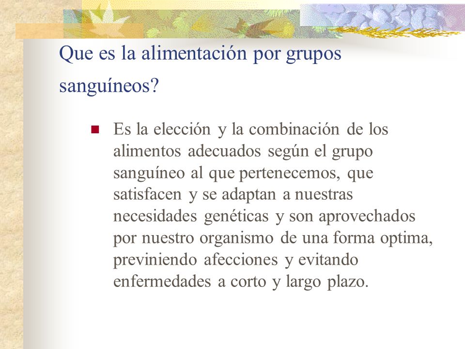 Alimentacion grupo sanguineo o